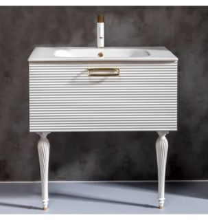 Тумба под раковину Armadi Art Vallessi Avangarde Linea 80см белый/золото 842-080-WG